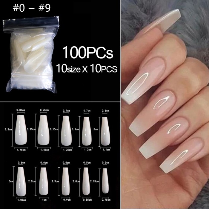100/500pcs/Bag False Ballerina Natural/Transparent Coffin Fake Nails Manicure Nails for Extension&Protection Nail Art