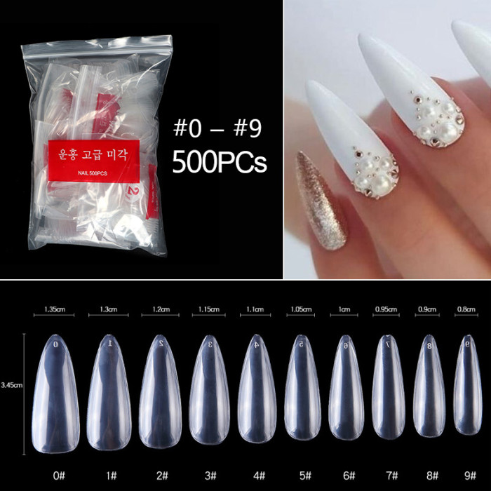 100/500pcs/Bag False Ballerina Natural/Transparent Coffin Fake Nails Manicure Nails for Extension&Protection Nail Art