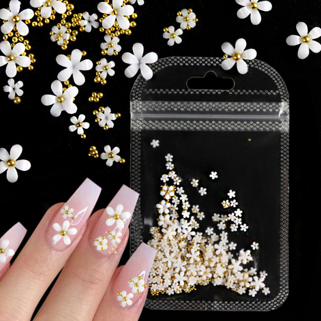 4.5g Acrylic Flower Nail Art Decoration Mixed Size White Rhinestones Silver Gem Manicure Tool Accessories For DIY Nail Design