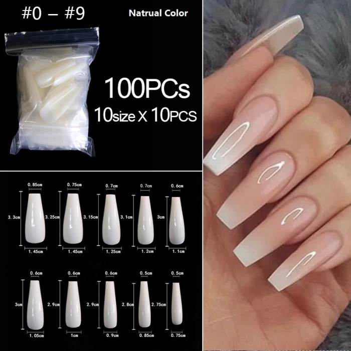 100/500pcs/Bag False Ballerina Natural/Transparent Coffin Fake Nails Manicure Nails for Extension&Protection Nail Art
