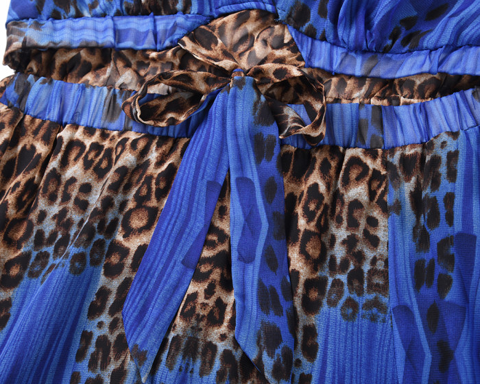 Women's Dress Sexy Leopard Print Backless Chiffon Bohemian Long Dresses