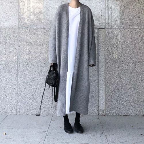 Oversized Sknitted Cardigan Women Sweater Long Korean Fall 2022 Autumn Outfit Black