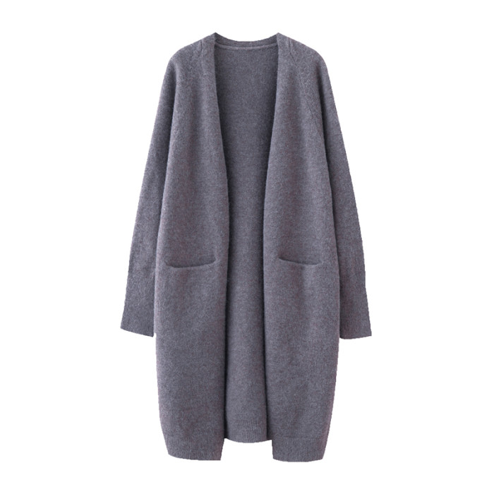 2022 Lady V-neck Oversize Long Sweater Cardigans Coat