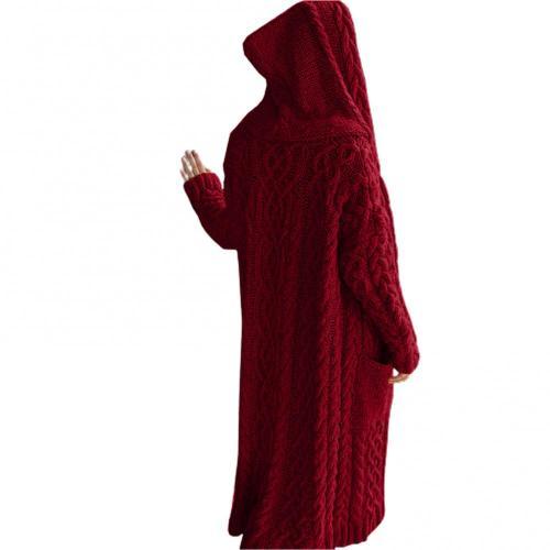 Women Winter Thick Warm Cardigan Hooded Oversized  Sweaters Knitted Loose Coats