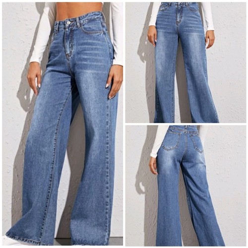 Vintage jeans Woman High Waist Wide Leg Denim Blue Streetwear
