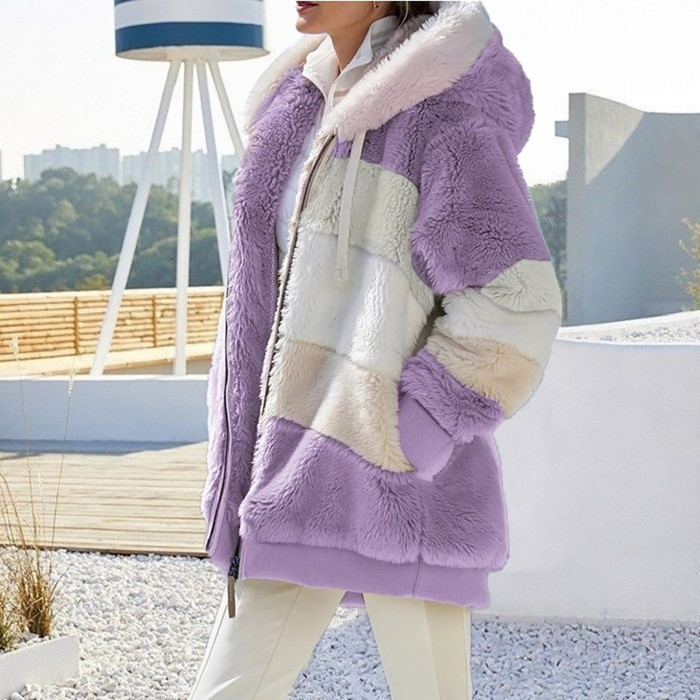 Fashion Loose Plush Zipper Warm Coat Winter Jacket Coat
