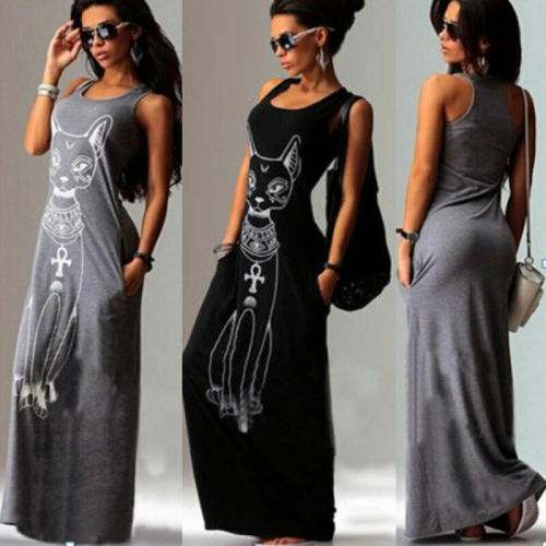 Fashion Casual Beach Sleeveless Pocket Loose Maxi Dress