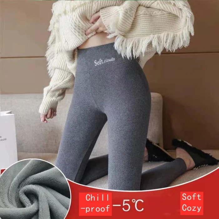 Women's Warm Thickened Wool Sexy High Waist Leggings Fitness Pants