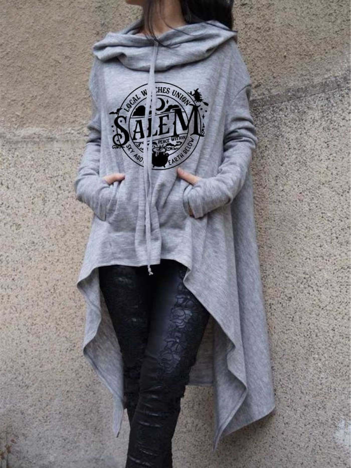 Women Local Witches Union Salem Irregular Asymmetrical Halloween Sweatshirt