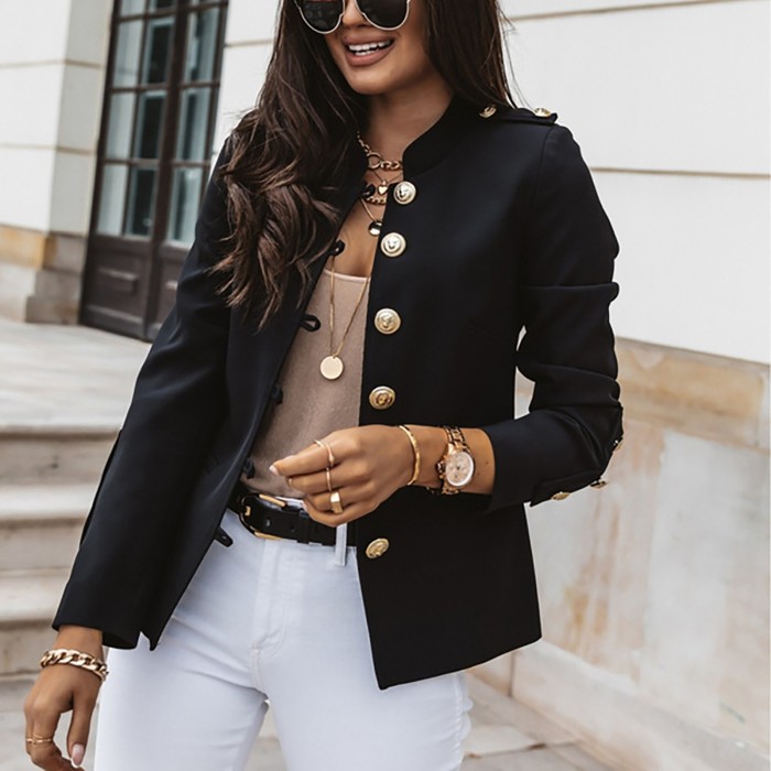 Women Blazers Jackets Buttons Clothes Loose Top Office Wear Coat Blouse Blazer Coat