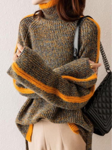 Women's Fashion Knit Loose Pullover Long Sleeve Turtleneck Sweater