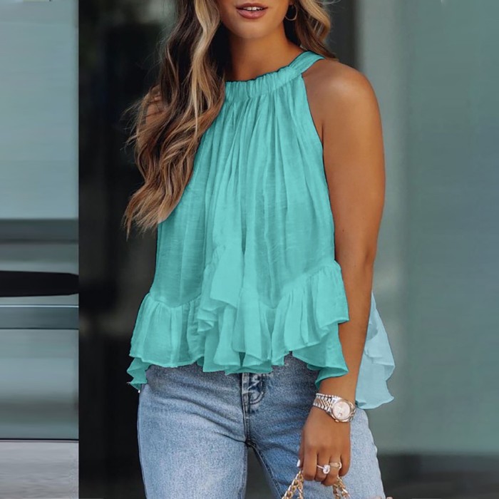 Sexy Backless Camisole Strapless Sleeveless Loose Elegant  Blouses & Shirts