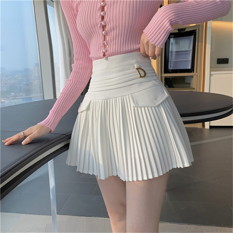 Fashionable A-line Casual Solid Color High Waist Sexy Miniskirt