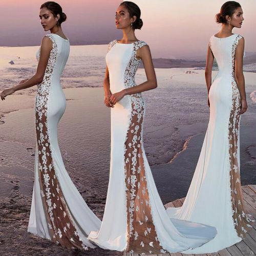 Fashion Lace Sleeveless Sexy Cutout Elegant Prom  Evening Dress