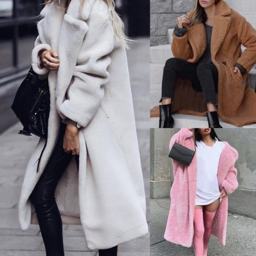 Fashion Long Sleeve Loose Solid Color Lapel Coat  Trench Coats