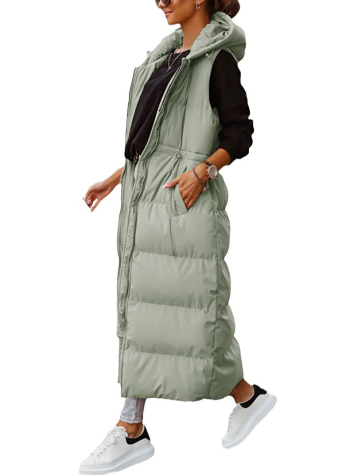 Women Oversize  Outerwear Hooded Parka Fashion Vest Casual Sleeveless Coat