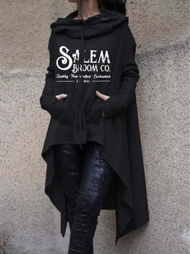 Women Irregular Long Sleeve Salem Broom Co Halloween Sweatshirt