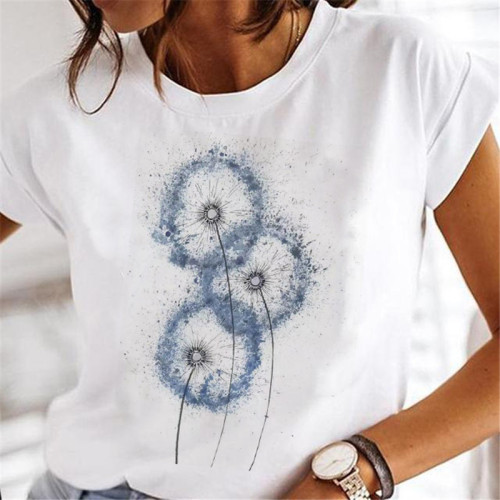 Women's Fashion Watercolor 90s Short Sleeve Loose Graphic T-Shirt