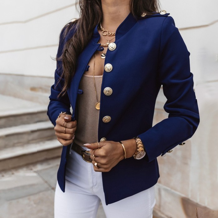 Women Blazers Jackets Buttons Clothes Loose Top Office Wear Coat Blouse Blazer Coat