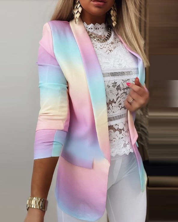 Turn-Down Collar Women Outerwear Office Lady  Blazer Coat Spring Casual Jacket