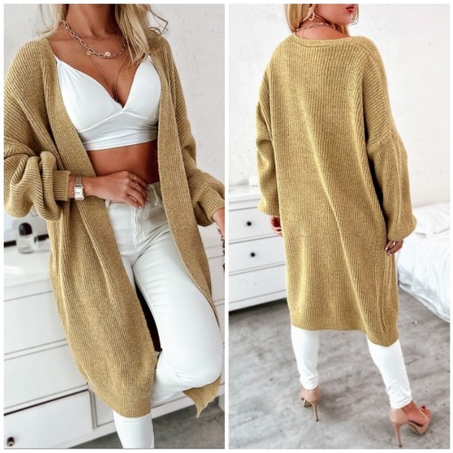 2023 Winter Autumn Lantern Sleeve Open Front Knit Cardigan Coat Casual Fall Outfits