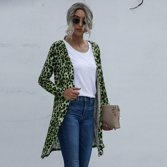 Fashion Tops Leopard Print Thin Loose Sunscreen Soft Shawl Cardigans