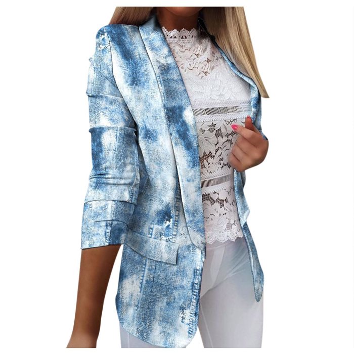 2023 Retro Floral Printing Suit Casual Professional Versatile Style Blazer Pocket Casual Coat Outwear