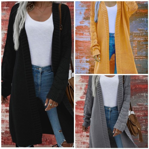 Korean Style Solid Knitting Autumn Winter Outwear Casual Loose Long Sleeve Cardigan