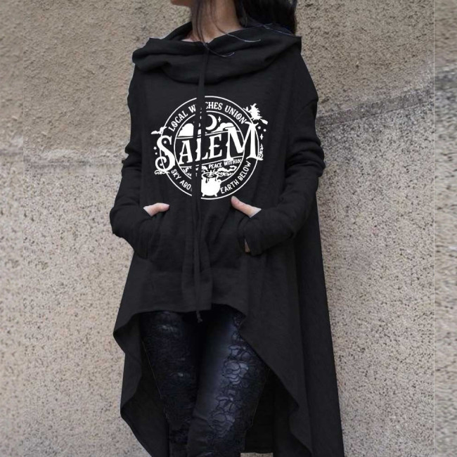 Women Local Witches Union Salem Irregular Asymmetrical Halloween Sweatshirt