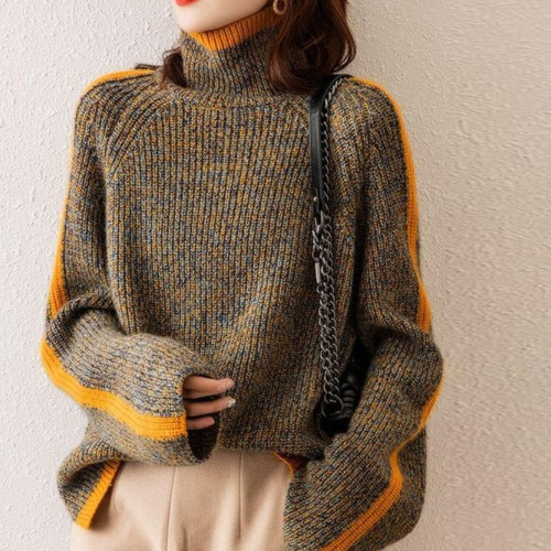 Women's Fashion Knit Loose Pullover Long Sleeve Turtleneck Sweater
