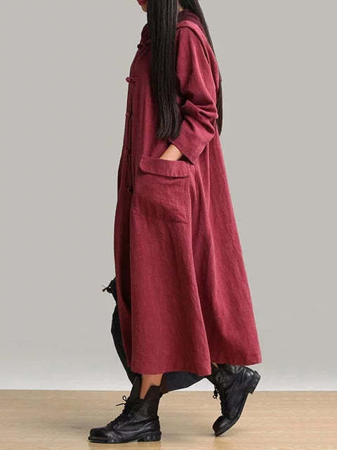 Hoodie Women Shift Daytime Casual Long Sleeve Pockets Solid Dress