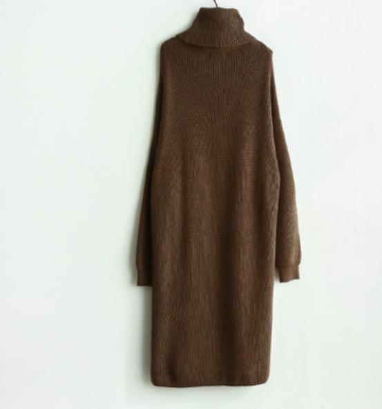 Fashion Simple And Loose Long Sleeves Knitted Sweater Shown Thin Maxi Dress