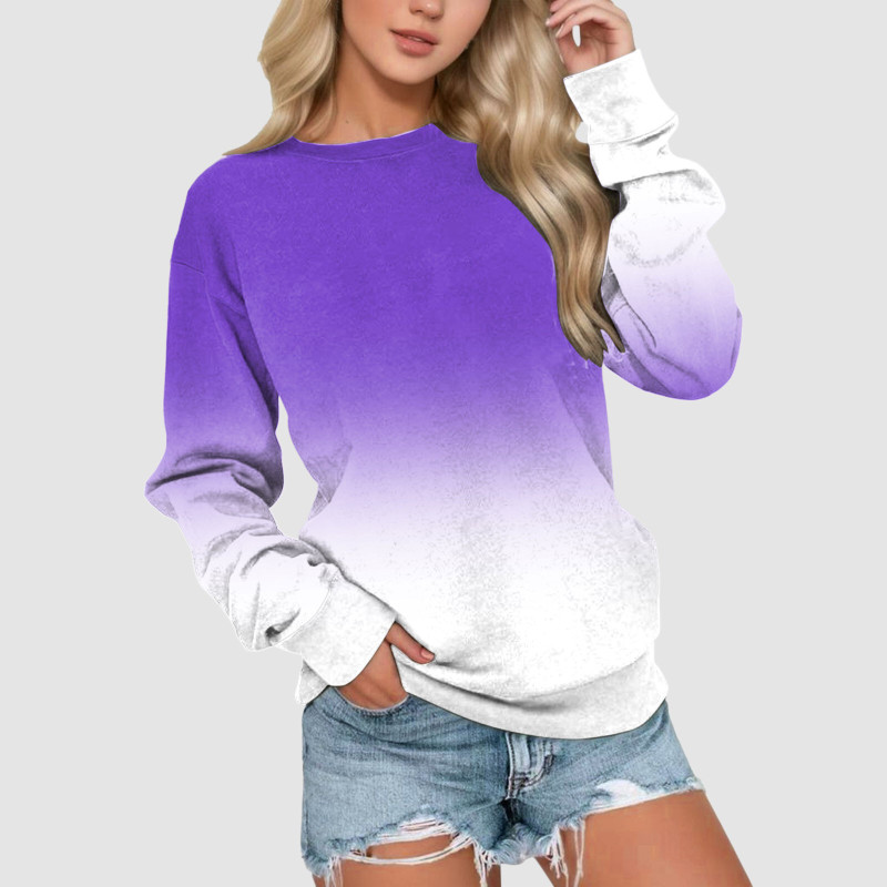 Women Funny Graphic Long Sleeve Color Crewneck Sweatshirt