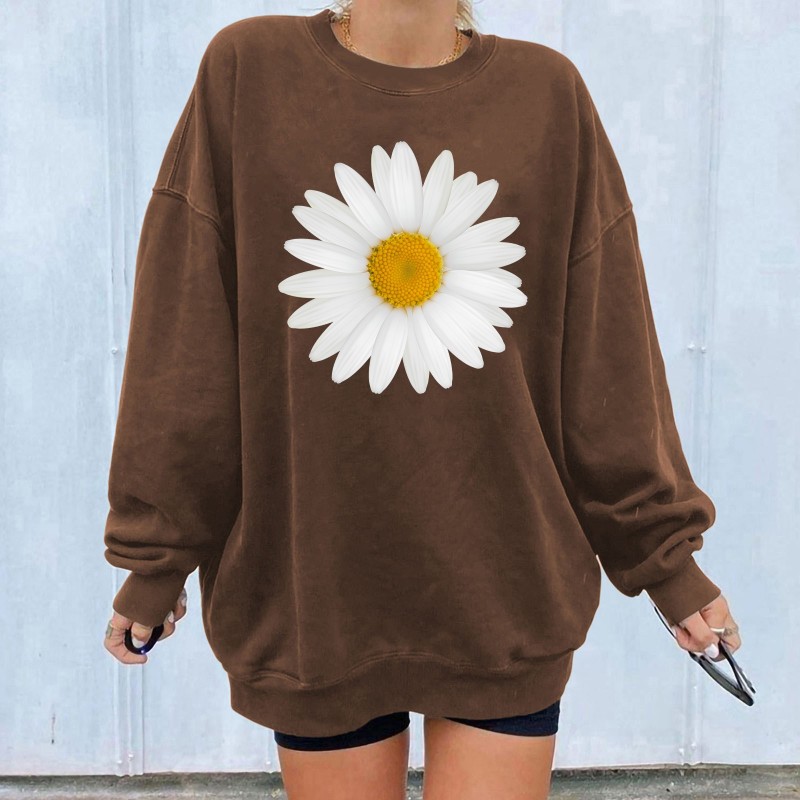 Women Vintage Floral Print Crewneck Sweatshirt