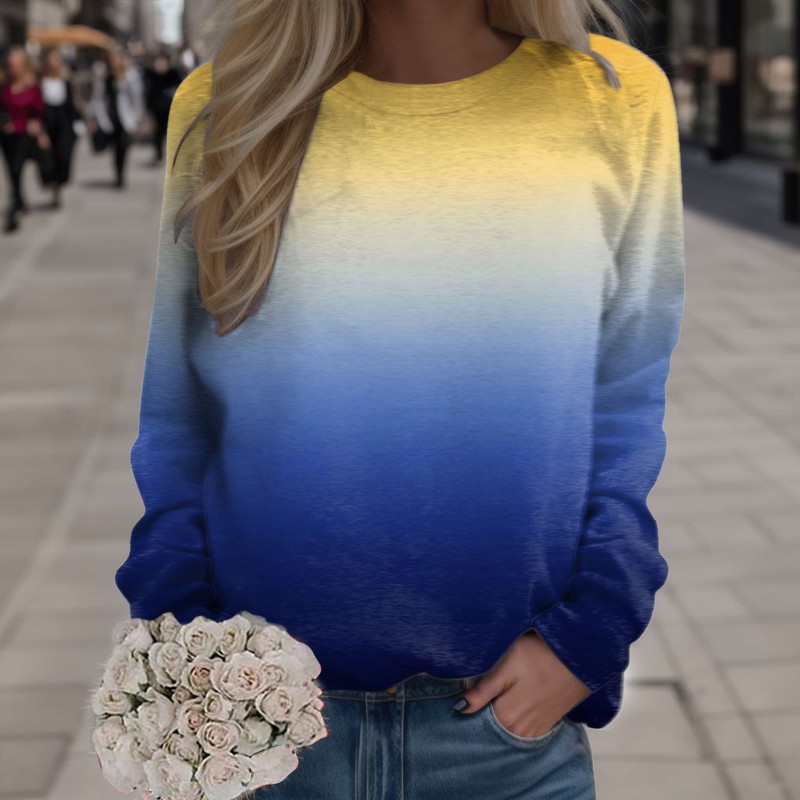 Women Fashion Long Sleeve Print Casual Sweatshirt