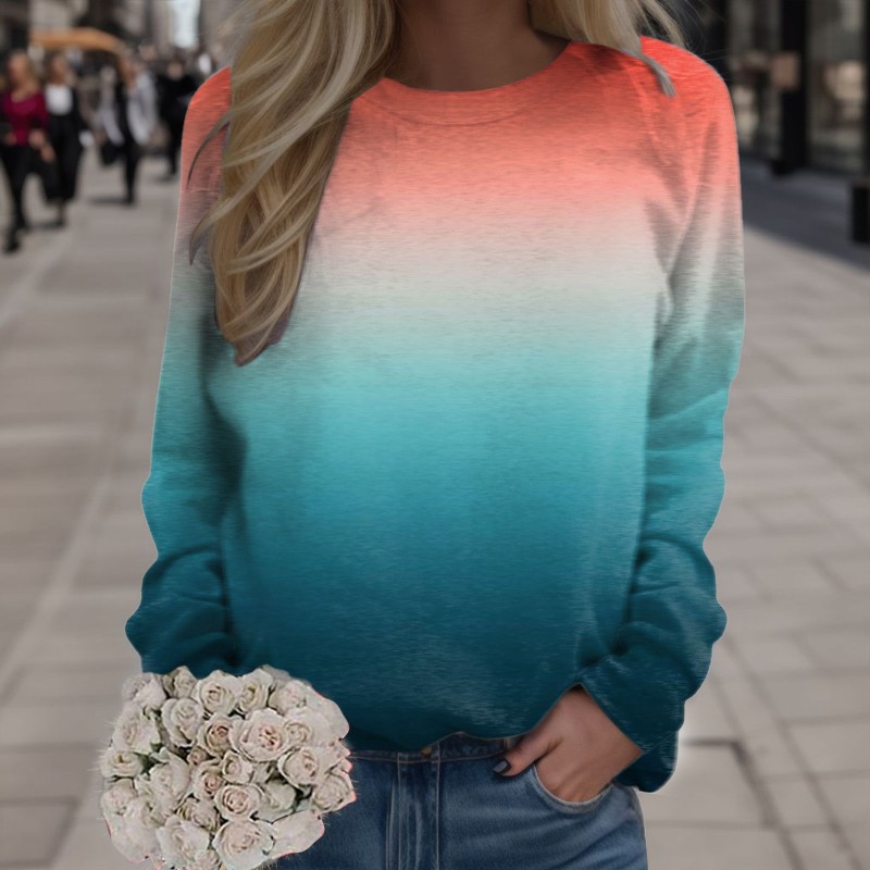 Women Fashion Long Sleeve Print Casual Sweatshirt
