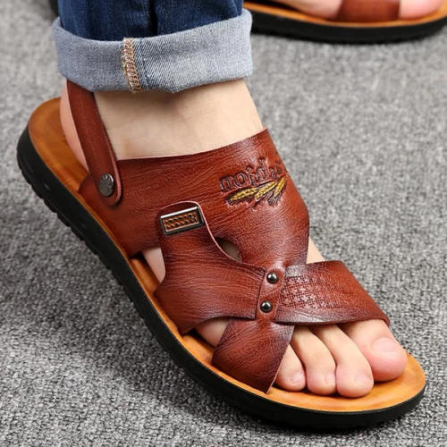 Men's PU Leather Comfortable Sandals Non-slip Slippers Shoes