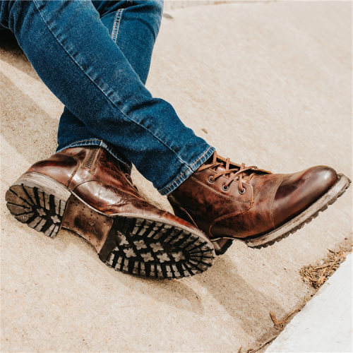 Men's Vintage Genuine Leather Lace Up Boots