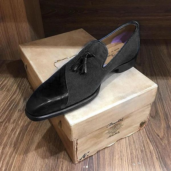 Italy Handmade Men's Leather/Canvas Loafers