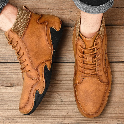 Men's Handmade Leather Comfy Soft Sock Ankle Boots