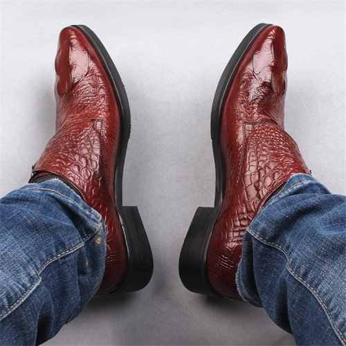 Crocodile Pattern Of Buckle Leather Shoes