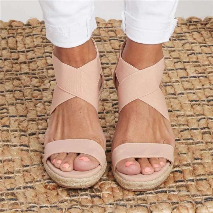 Summer Round Toe High Heel Wedge Casual Ladies Sandals