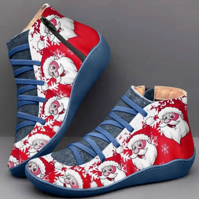 >>Christmas Gift | Casual  Printed  Flat Martin Boots