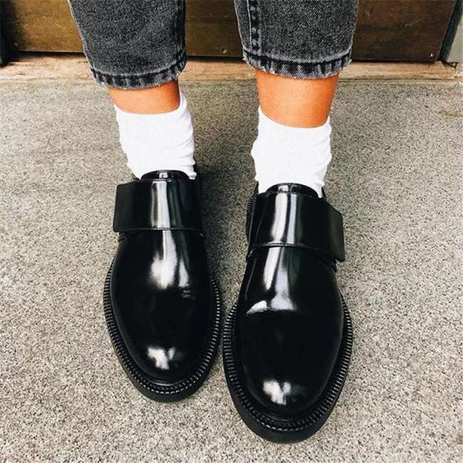 Women's Fashion Casual Mirror Reflective Shallow Mouth Flat Loafers