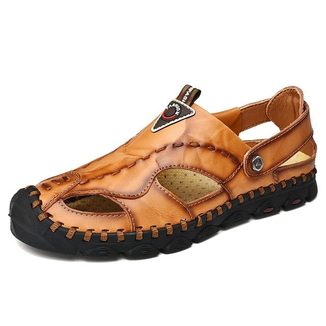Men's Genuine Leather Lightweight Comfort Beach Sandals