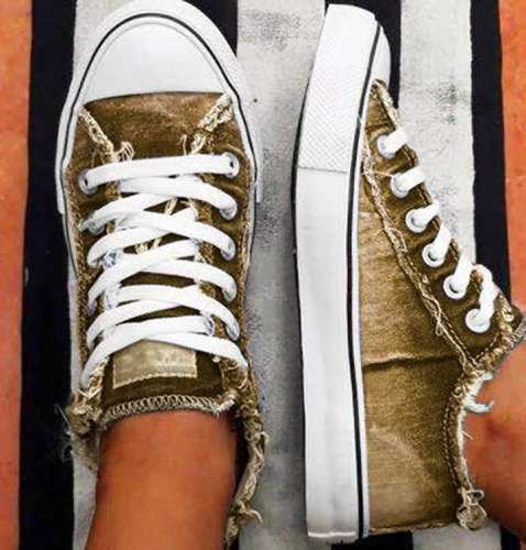 Denim sepia style canvas Sneakers