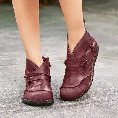 US$ 46.99 - Flat Heel Spring Casual Pu Leather Boots - www.fashionvoly.com