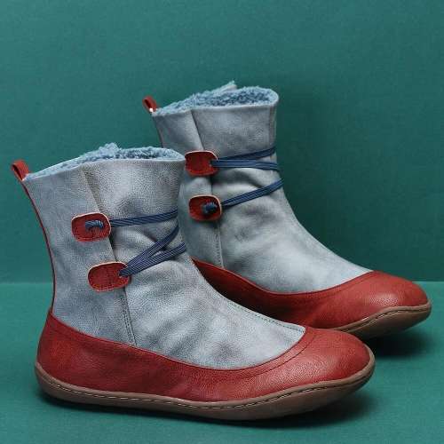 Microfibric Leather Slip On Fur Lining Winter Soft Sole Elastic Band Casual Snow Boots