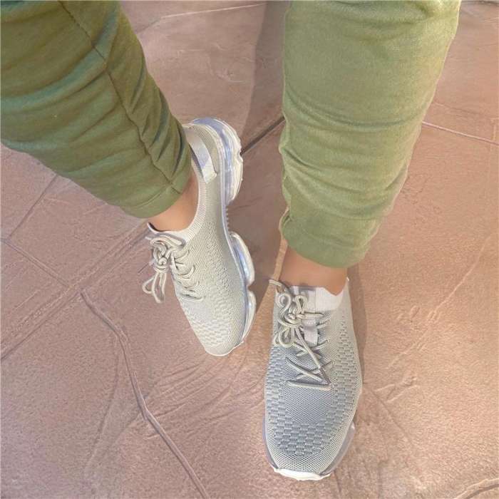 Lace-Up Lace-Up Round Toe Plain Sneakers