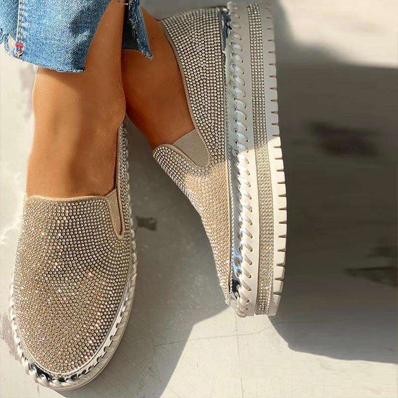 US$ 49.80 - Women Casual Fashion Rhinestone Slip-on Loafers - www ...